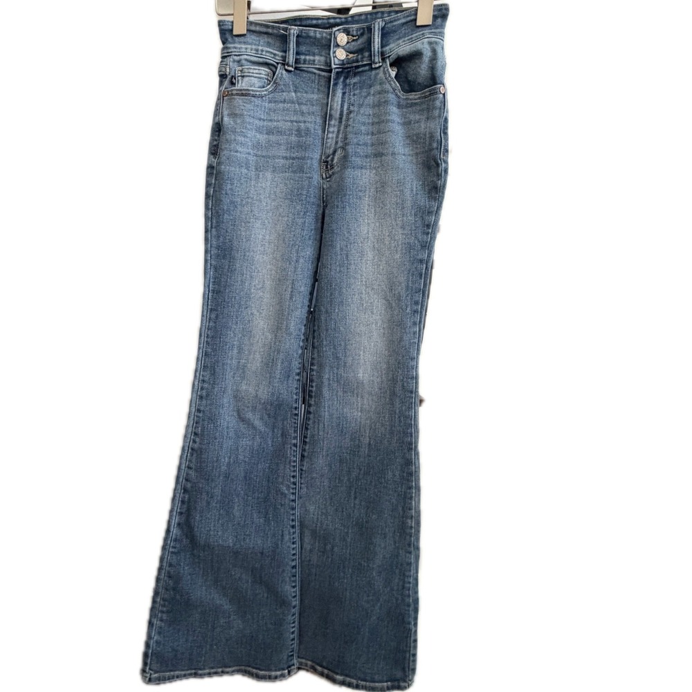JUDY BLUE Flare Jeans Women's 3/26 JB82630MD Stonewash Denim Double Button